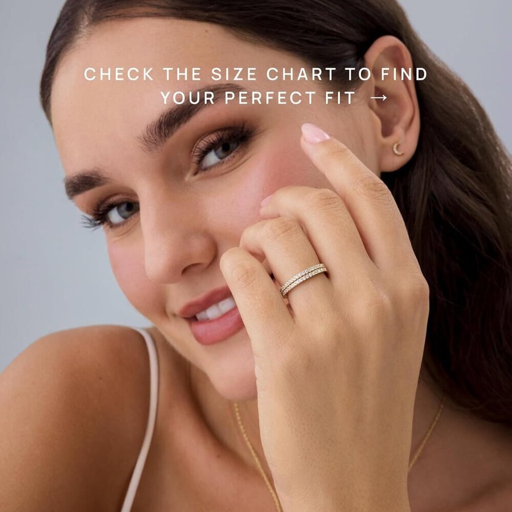 Hypoallergenic 14K Gold Plated Eternity Rings - Stackable for Everyday Style - Picture 2 of 6